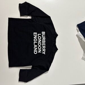 Burberry Black Long Sleeve Tee with White Lettering